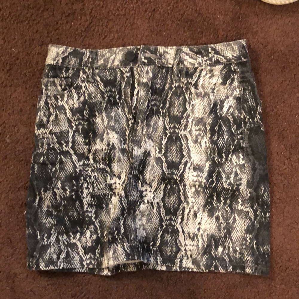 Zara snakeskin denim skirt